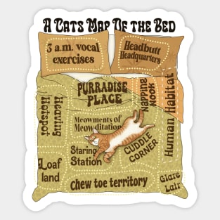 Cat-ography - a cat's map of the bed Sticker